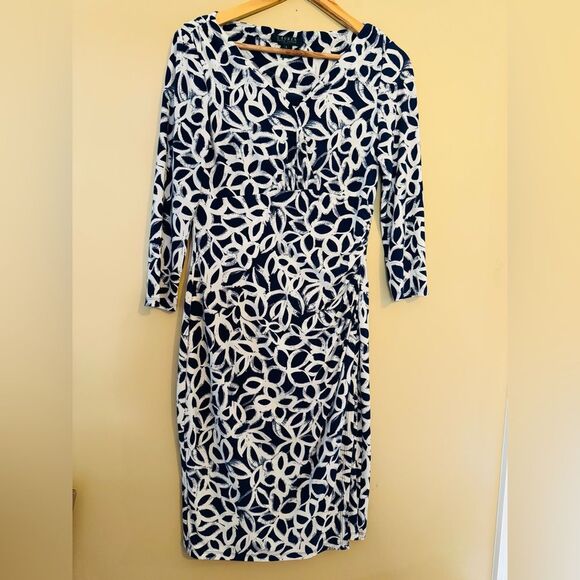 Lauren Ralph Lauren Blue Sheath Dress with 3/4 Sleeves - Picture 1 of 10